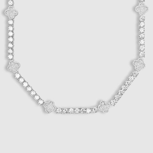 four leaf 5mm moissanite tennis chain white gold