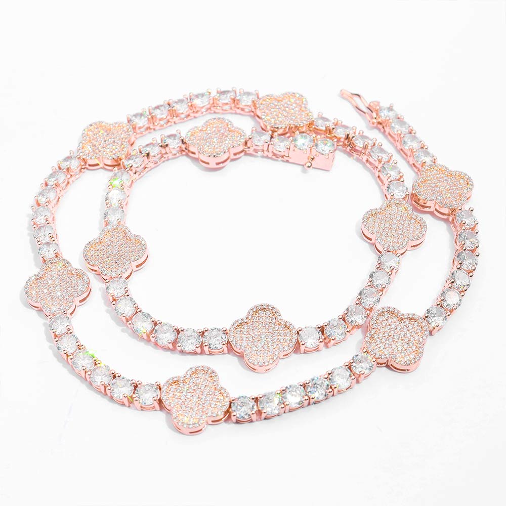 four leaf 5mm tennis chain rose gold 2