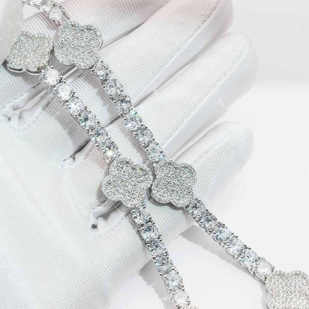 four leaf 5mm tennis chain white gold 3