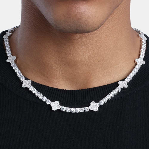 four leaf four leaf 5mm moissanite tennis chain 14k white gold model