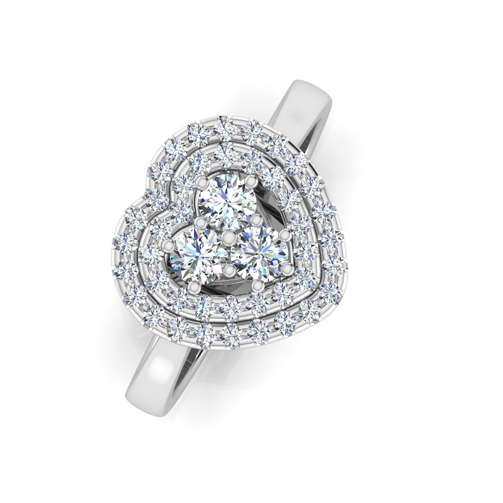 Heart Halo Brilliant Moissanite Engagement Ring top
