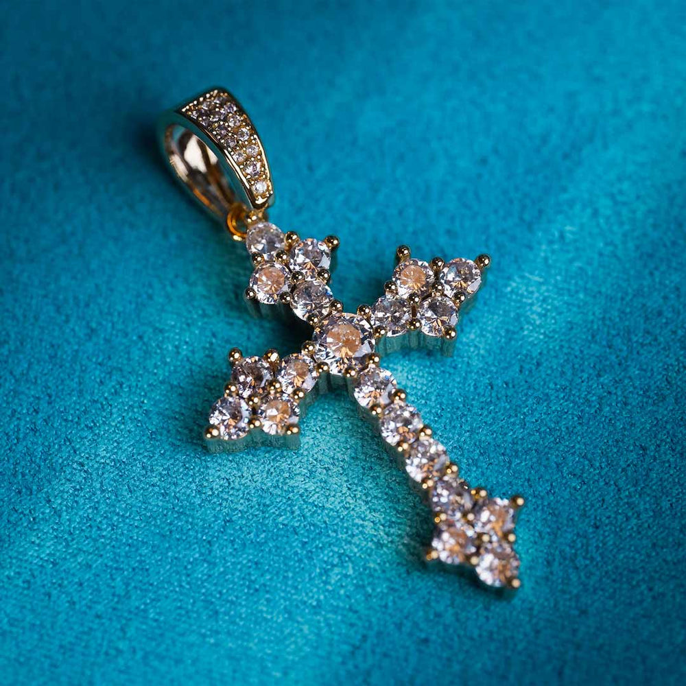 iced out 925 silver vvs moissanite budded cross pendant real 14k white gold icecartel