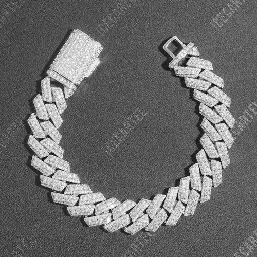 Iced out halo cluster cuban link bracelet 15MM TOP