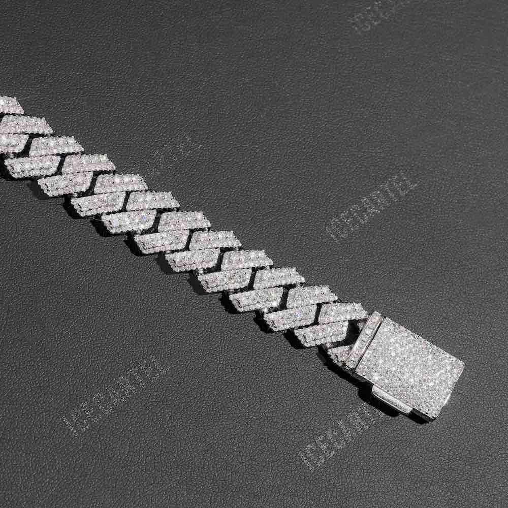 Iced out halo cluster cuban link bracelet 15MM