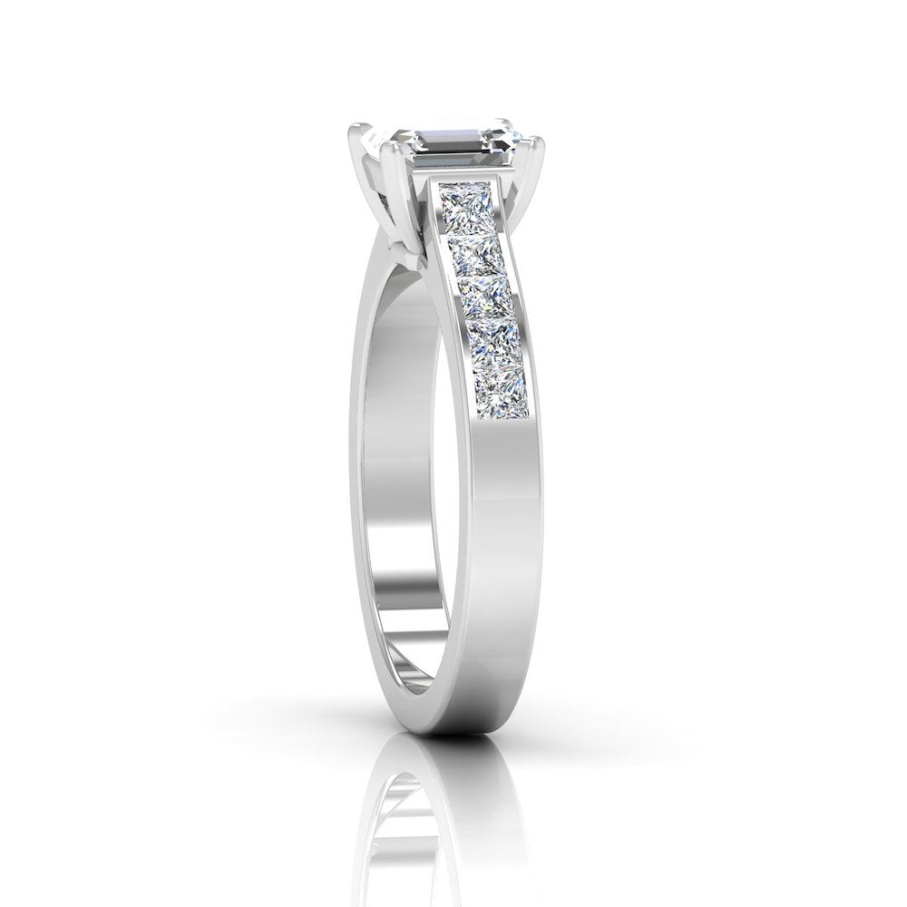 Invisible Set Asscher Cut Moissanite Engagement Ring edge