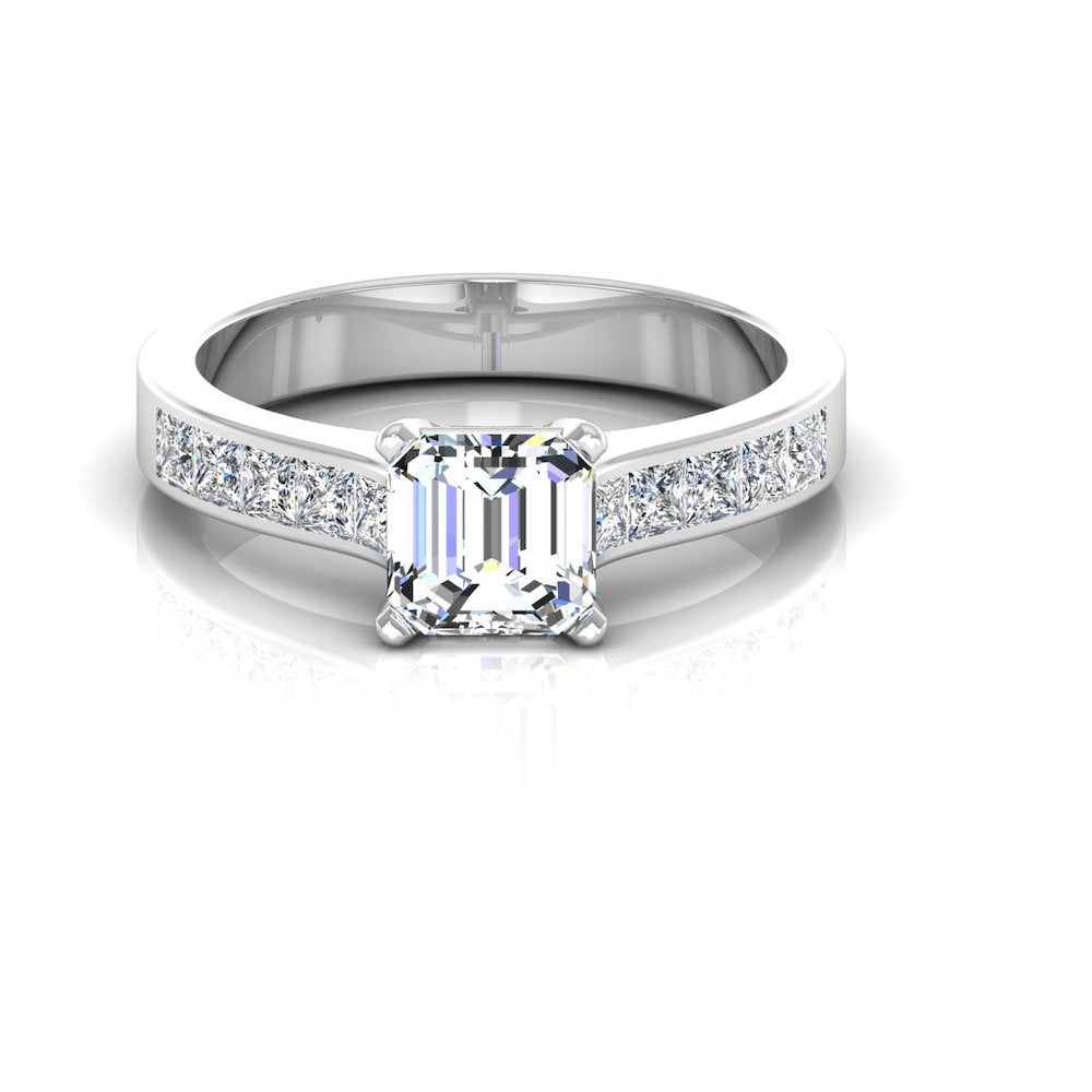 Invisible Set Asscher Cut Moissanite Engagement Ring front 2