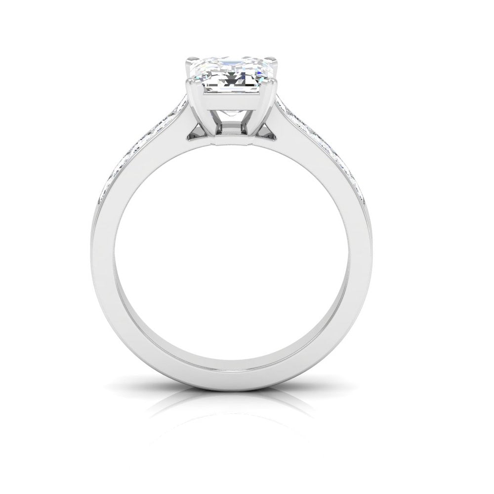 Invisible Set Asscher Cut Moissanite Engagement Ring front