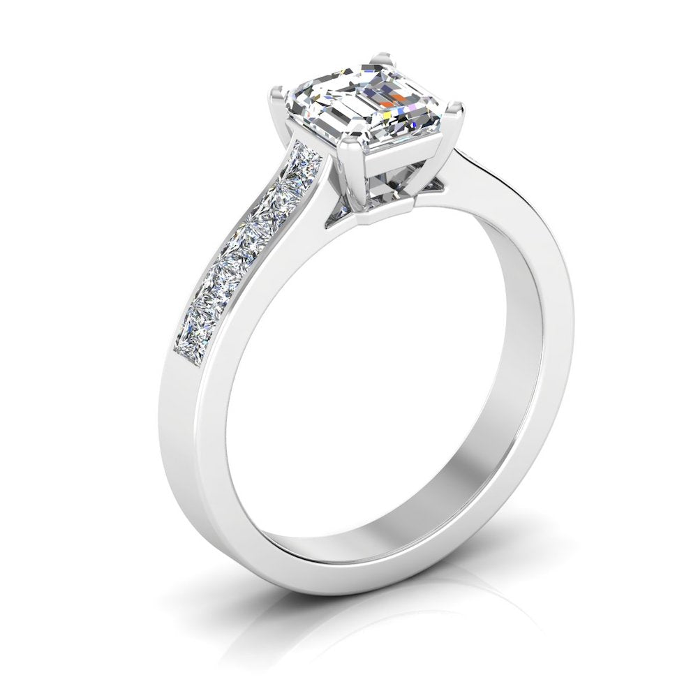 Invisible Set Asscher Cut Moissanite Engagement Ring top 2