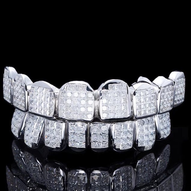Invisible Set Princess Cut Moissanite Grillz front