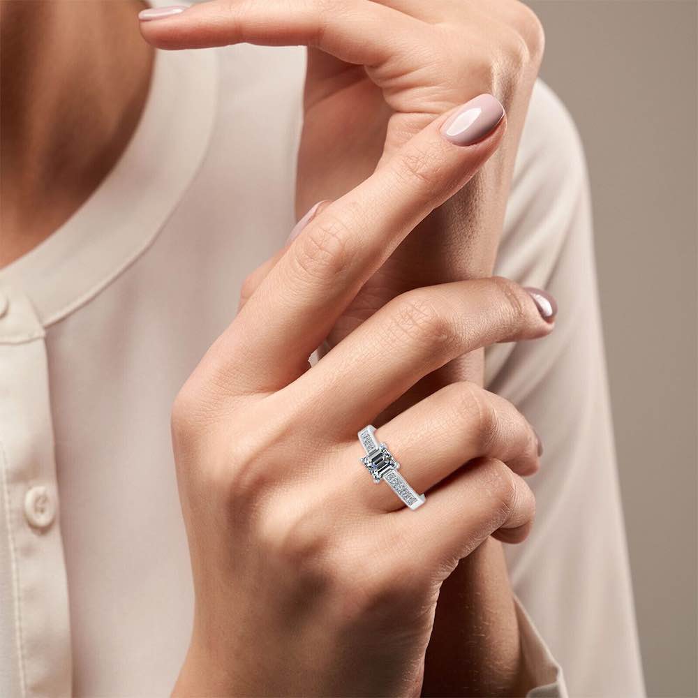 Invisible Set Radiant Cut Moissanite Engagement Ring model