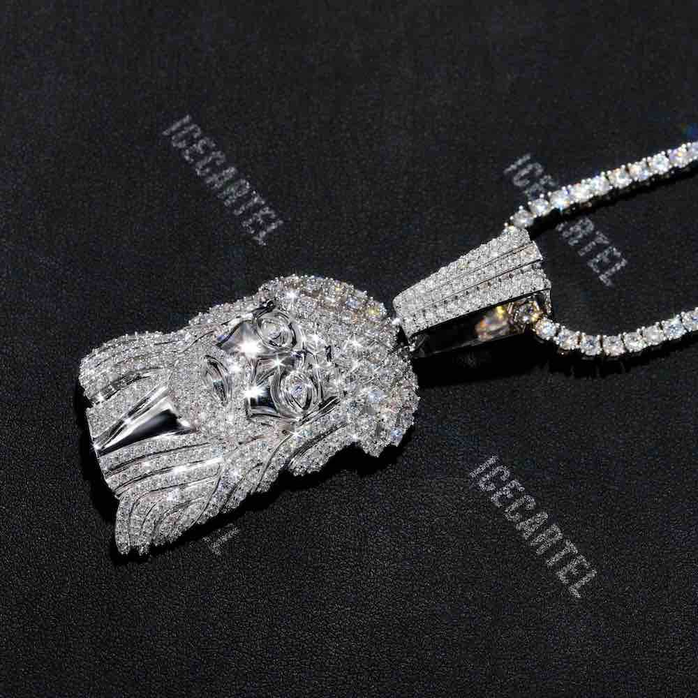 Jesus Pendant Icecartel Plain And Diamonds other side