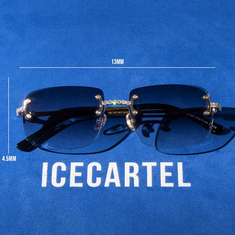 Navy & Clear Burgundy & black measurements mens moissanite diamond square sunglasses 14k white gold
