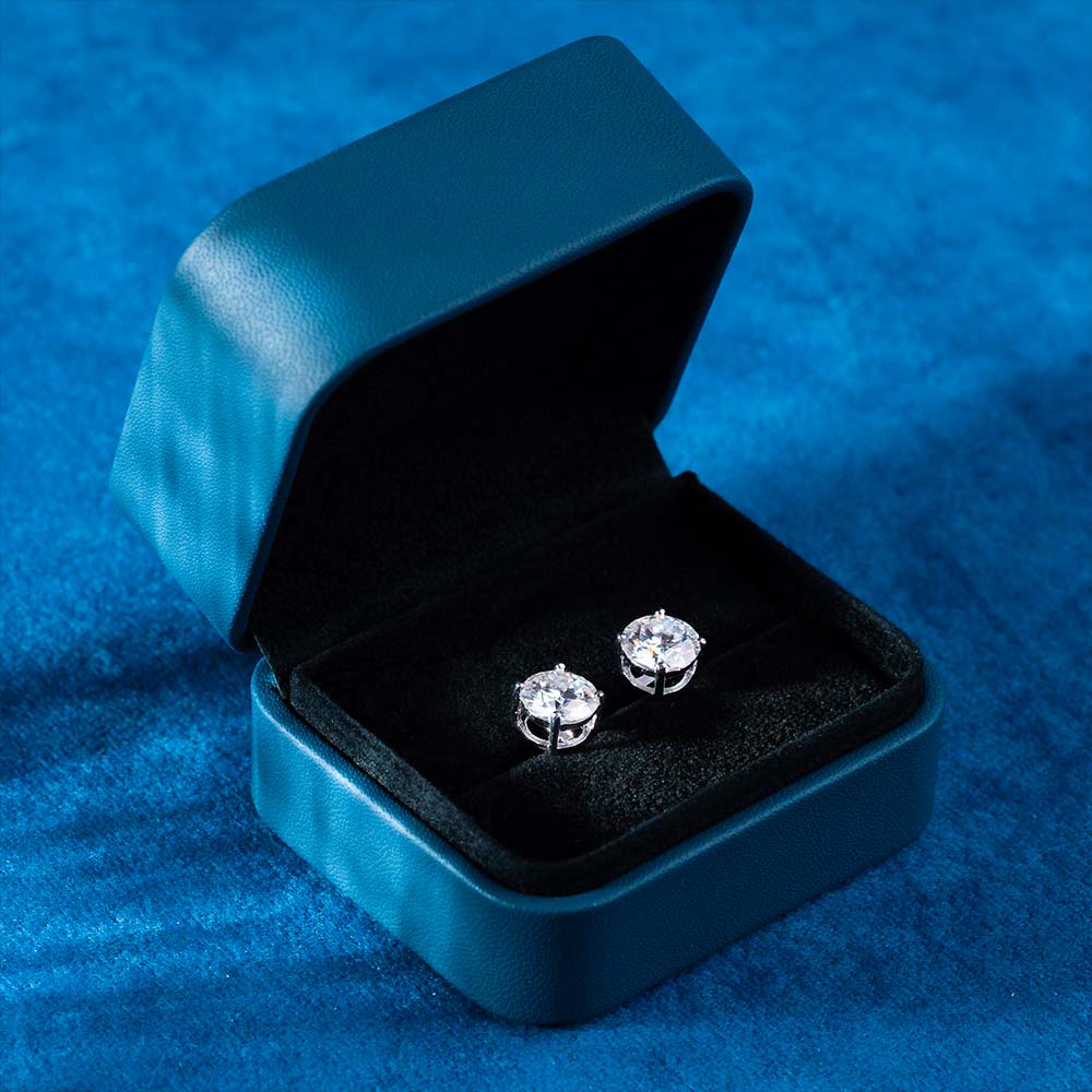 mens 10mm moissanite stud earrings box