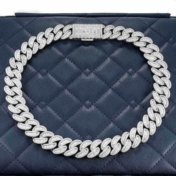 mens 20mm moissanite baguette miami cuban link chain necklace 925 silver white gold icecartel full