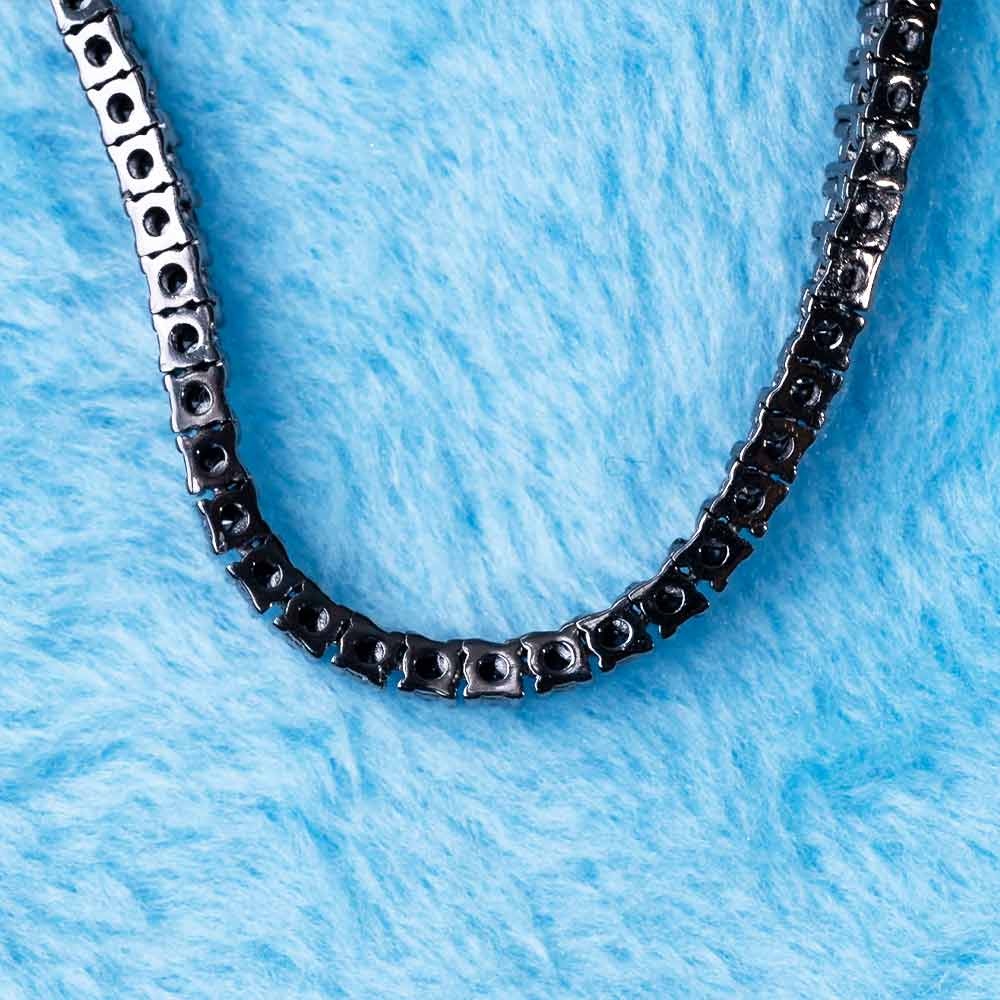 mens 2mm black moissanite tennis chain 14k black gold back