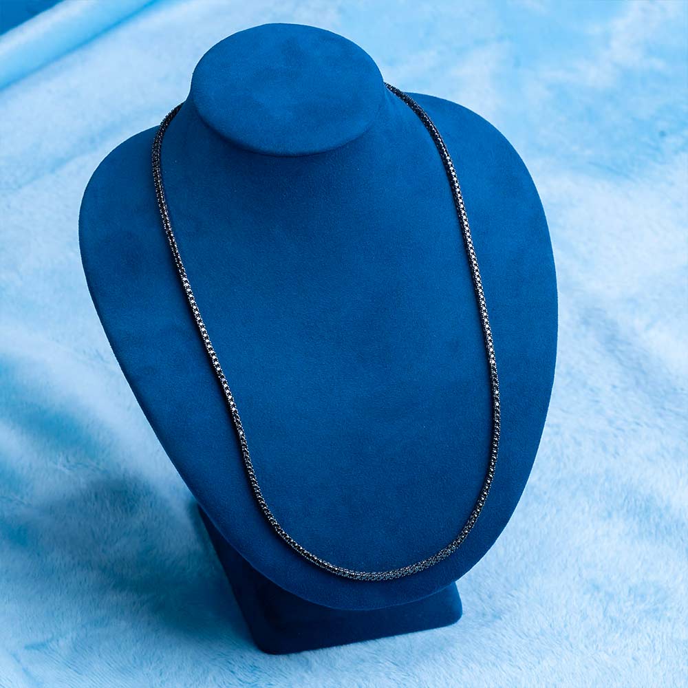 mens 2mm black moissanite tennis chain 14k black gold display