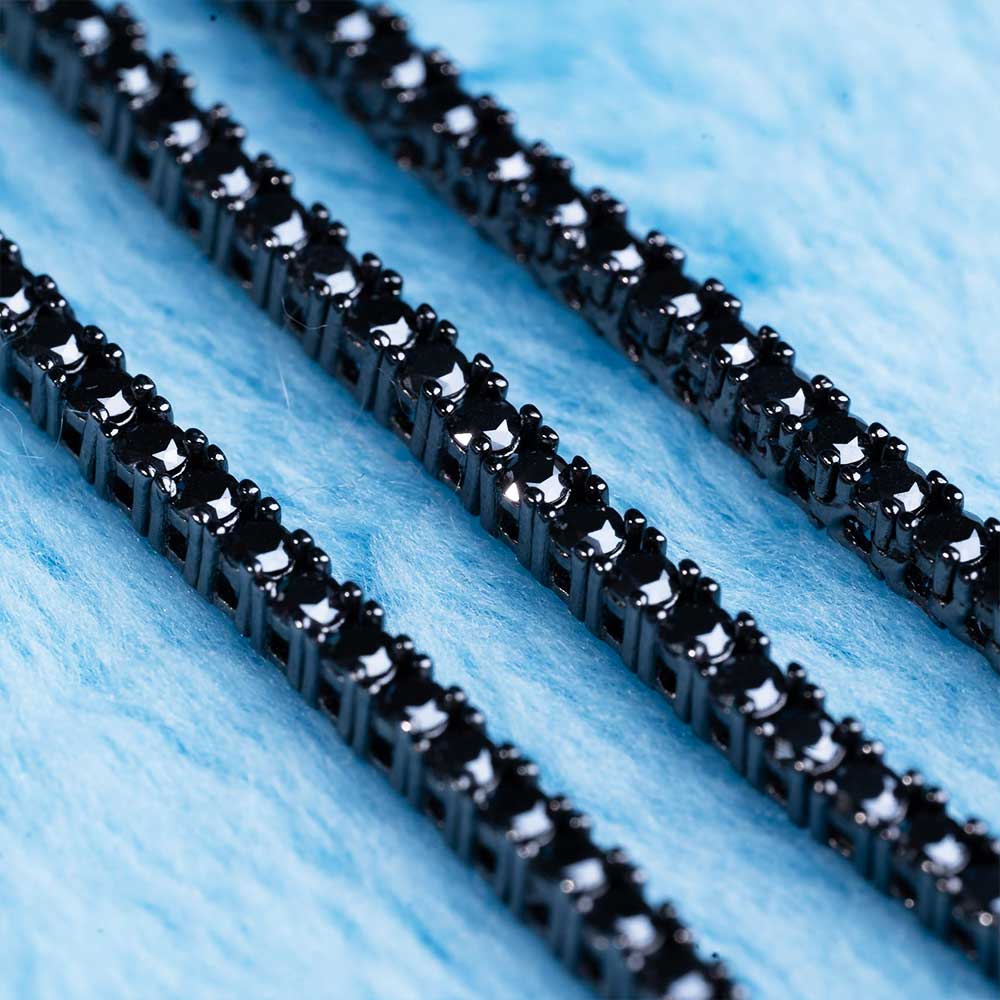 mens 2mm black moissanite tennis chain 14k black gold zoom