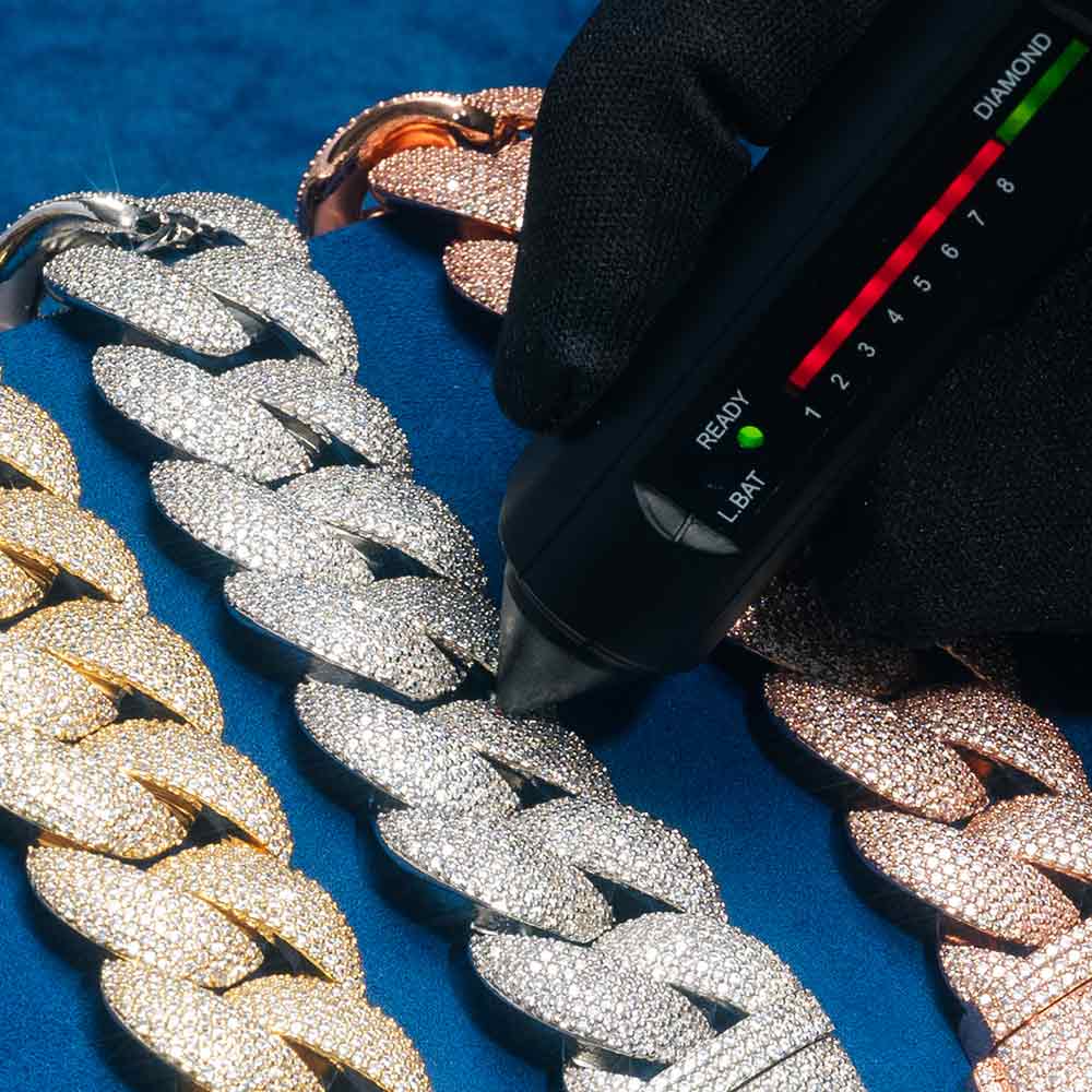 mens 6 row miami cuban link chain diamond tester