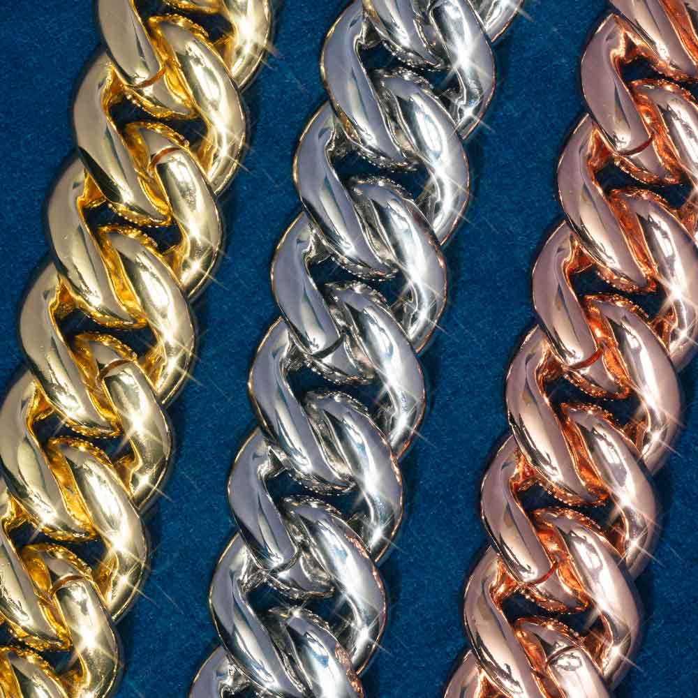 mens 6 row miami cuban link chain solid back