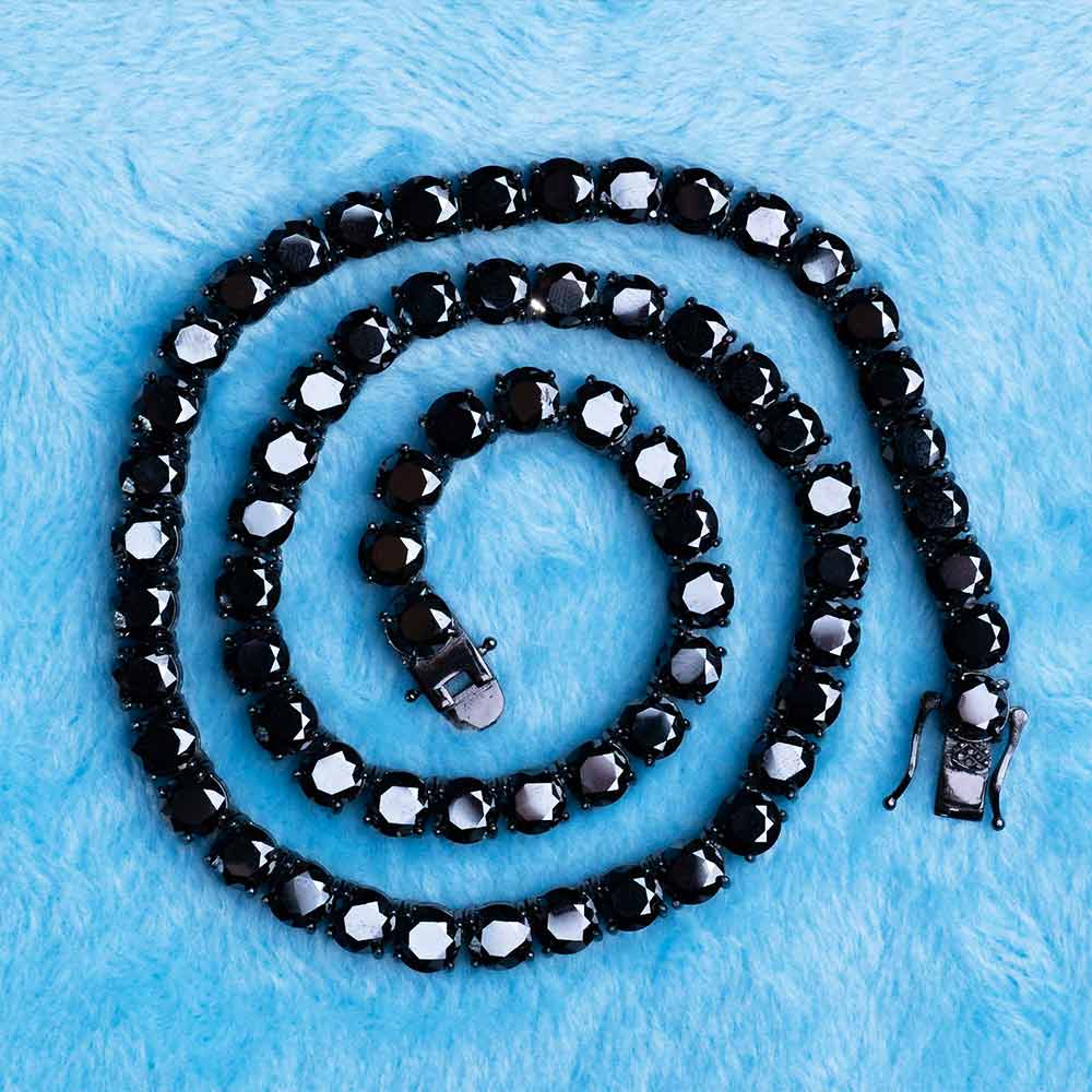 mens 6mm black moissanite tennis chain 14k black gold 1