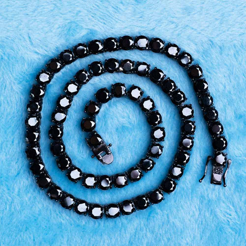 mens 6mm black moissanite tennis chain 14k black gold 1