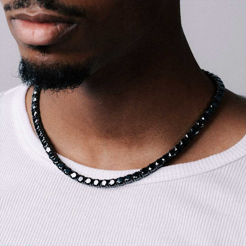 mens 6mm black moissanite tennis chain 14k black gold model