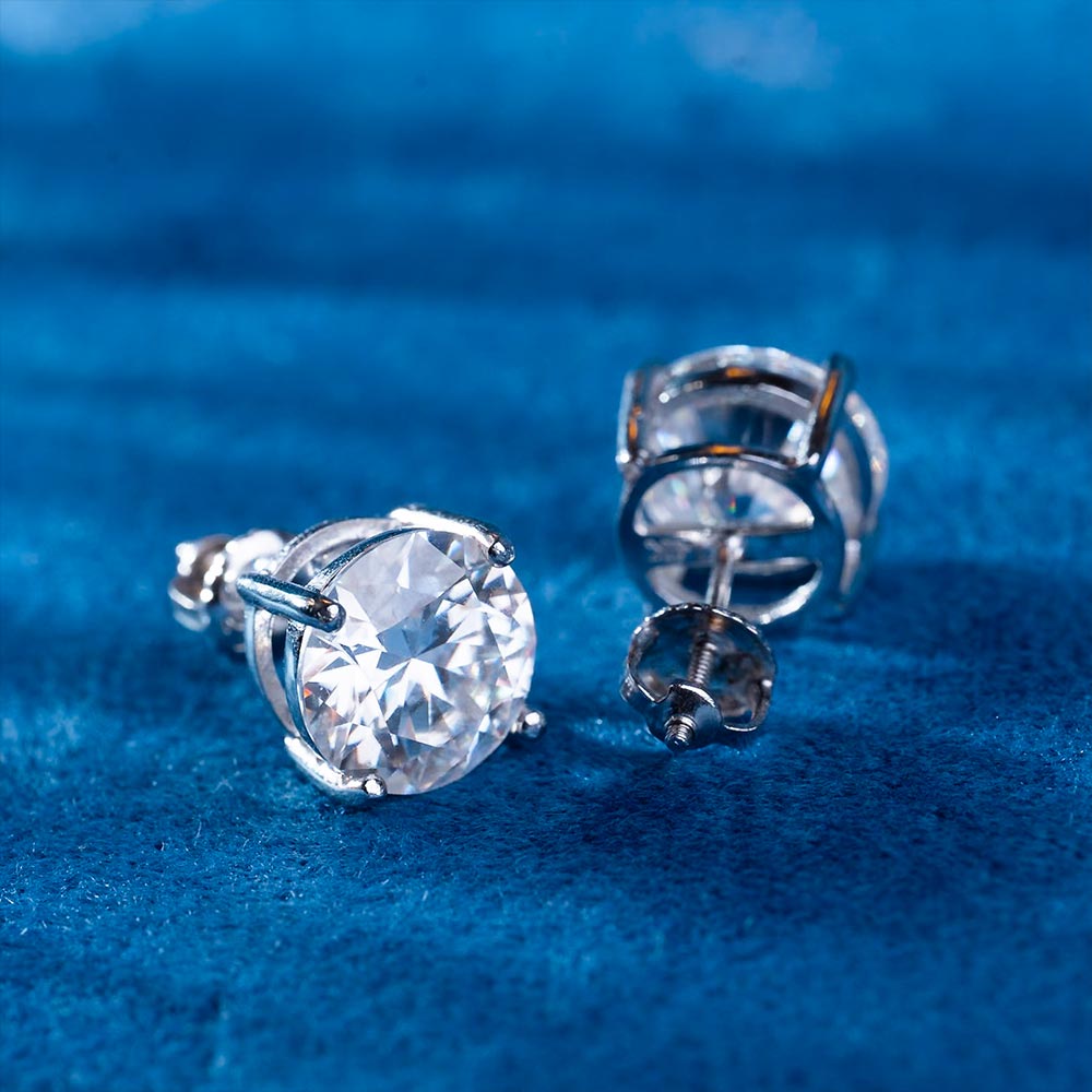 mens 7mm moissanite stud earrings diamond
