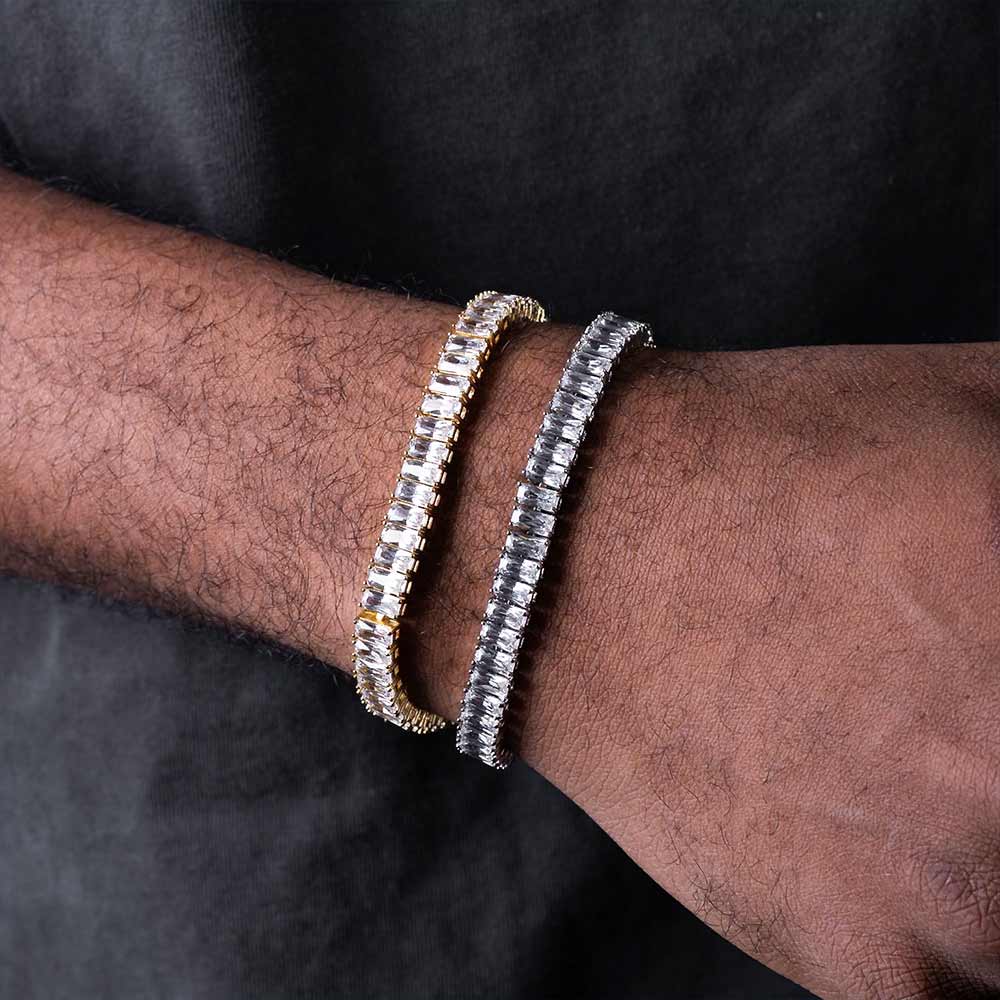 mens 8mm baguette tennis bracelet model