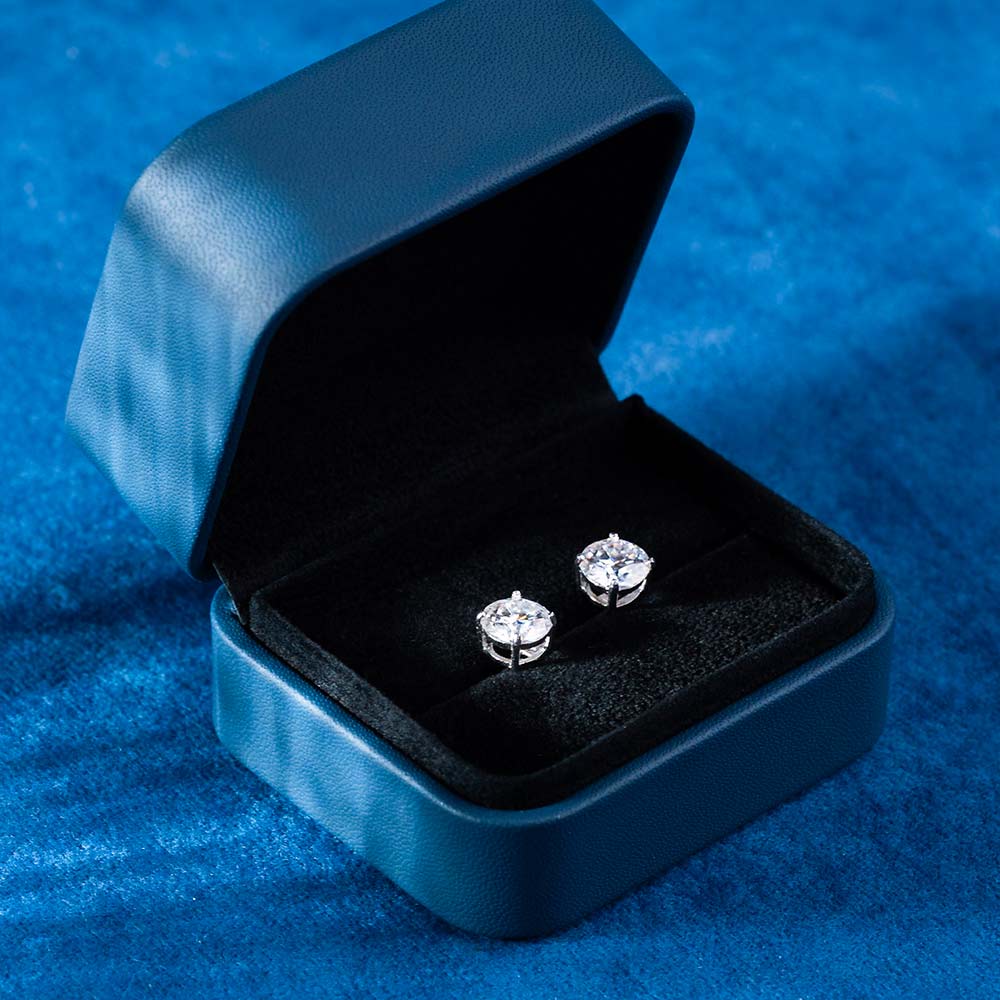 mens 9MM moissanite stud earrings box