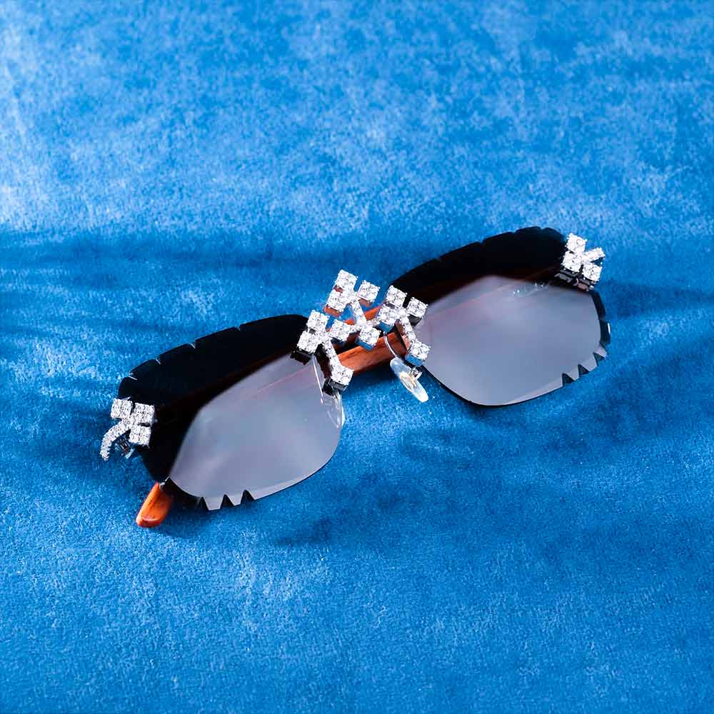 mens Moissanite fleuree cross sunglasses white gold real