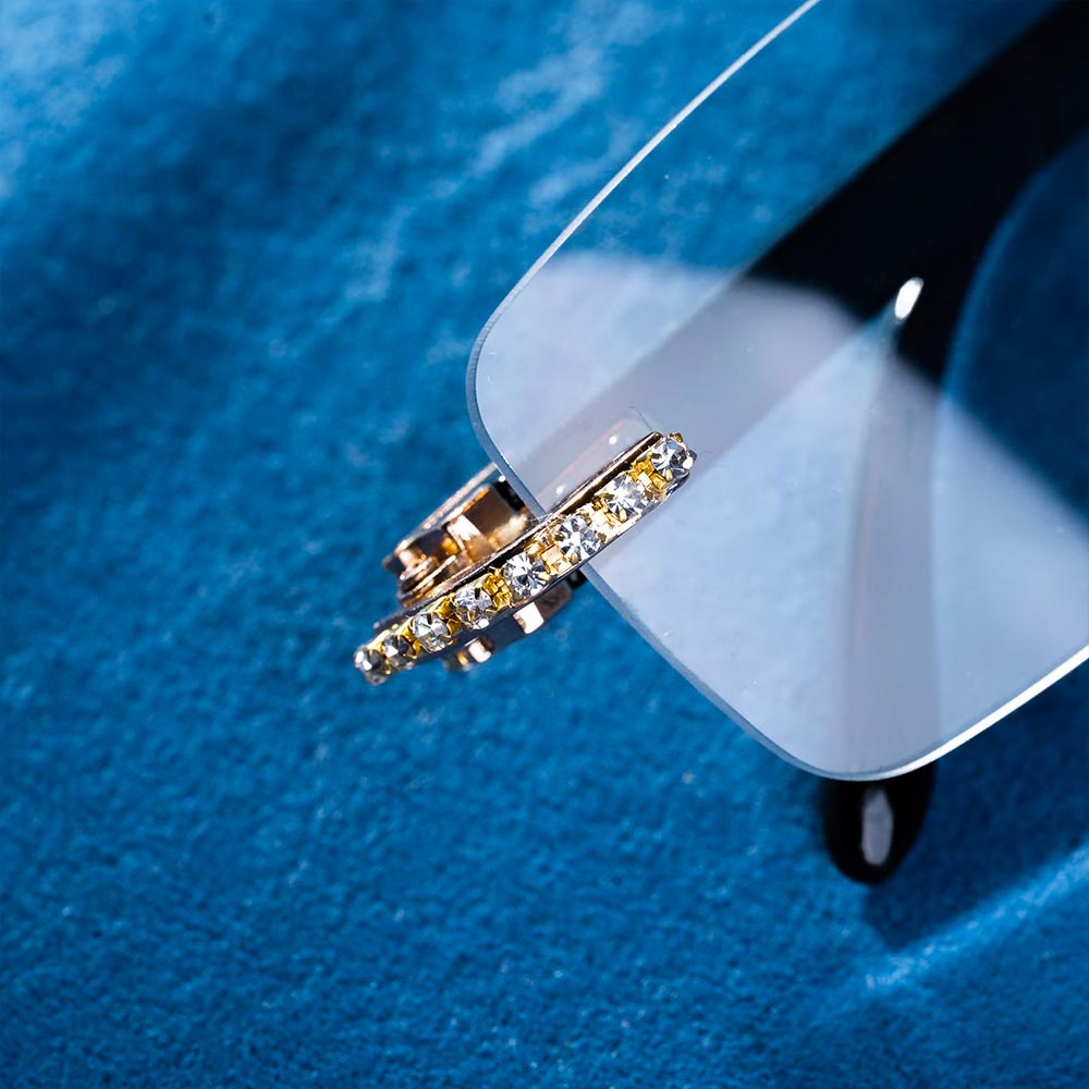 mens moissanite rimless sunglasses 14k gold diamond