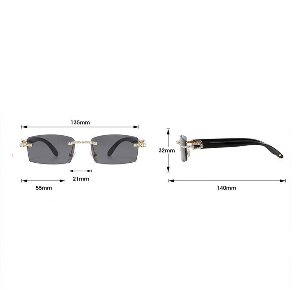 mens moissanite rimless sunglasses size
