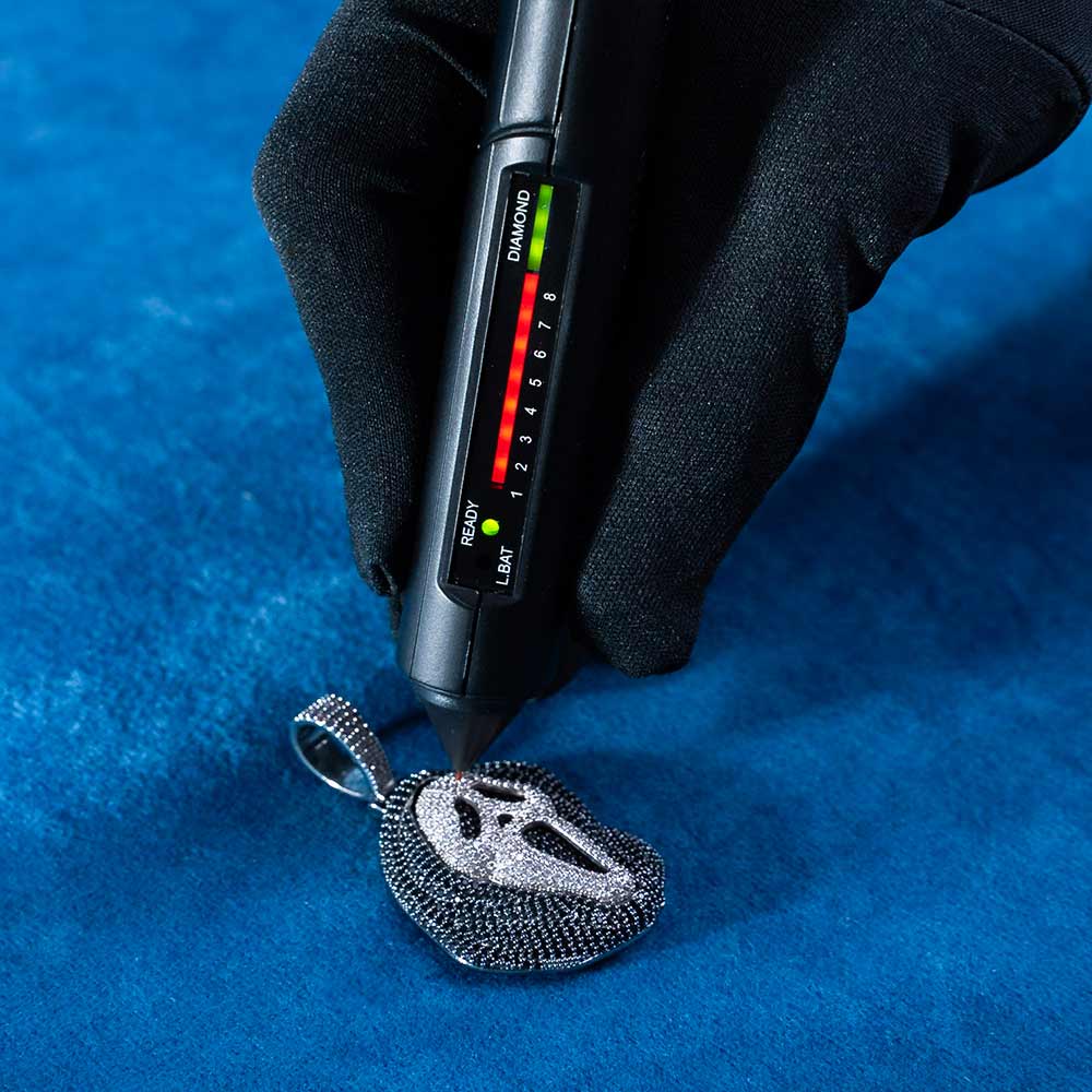 mens moissanite scream pendant 14k gold black moissanite diamond tester