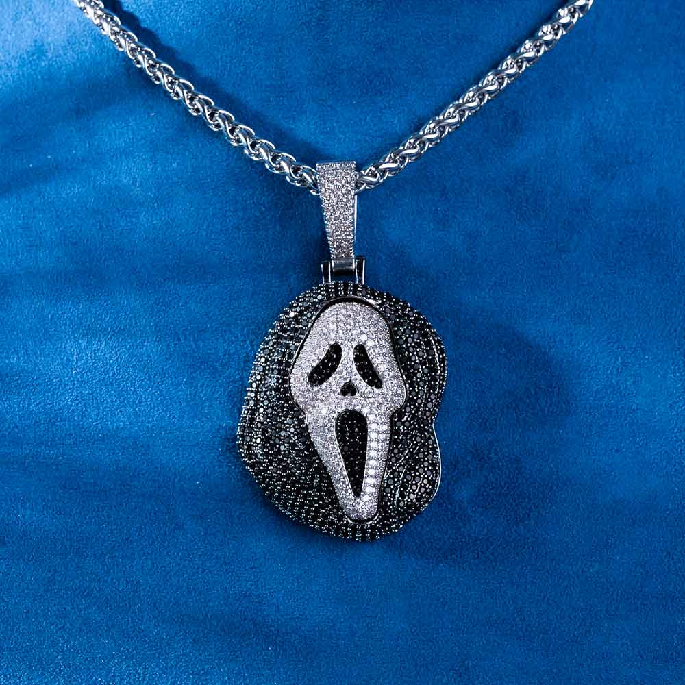 mens moissanite scream pendant 14k gold black moissanite