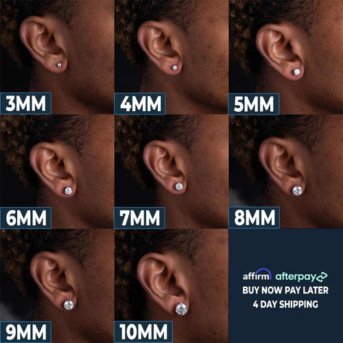 VVS Stud Earrings 14K Gold (ALL SIZES)