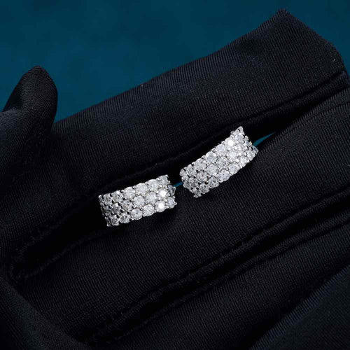 mini moissanite 3 row earrings hand