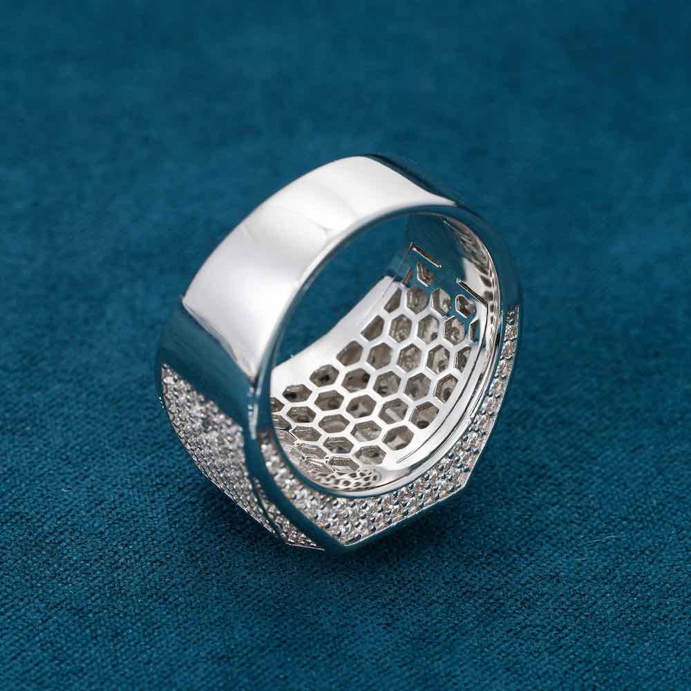 Moissanite 6 row signet ring icecartel back