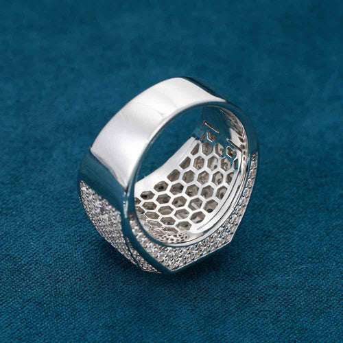 Moissanite 6 row signet ring icecartel back
