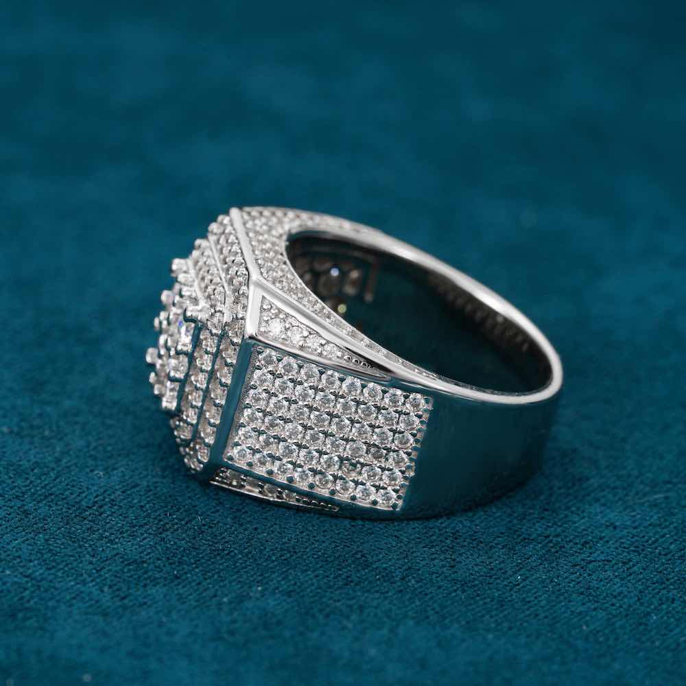 Moissanite 6 row signet ring icecartel other side