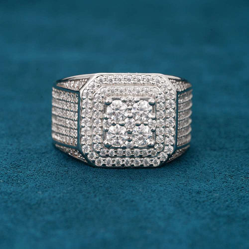 Moissanite 6 row signet ring icecartel