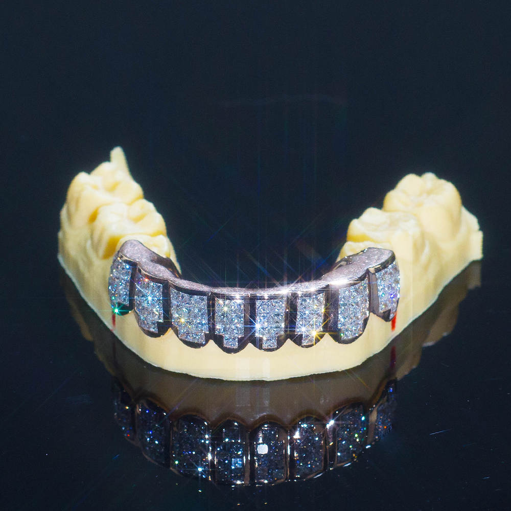 moissanite baguette diamond grillz bottom front