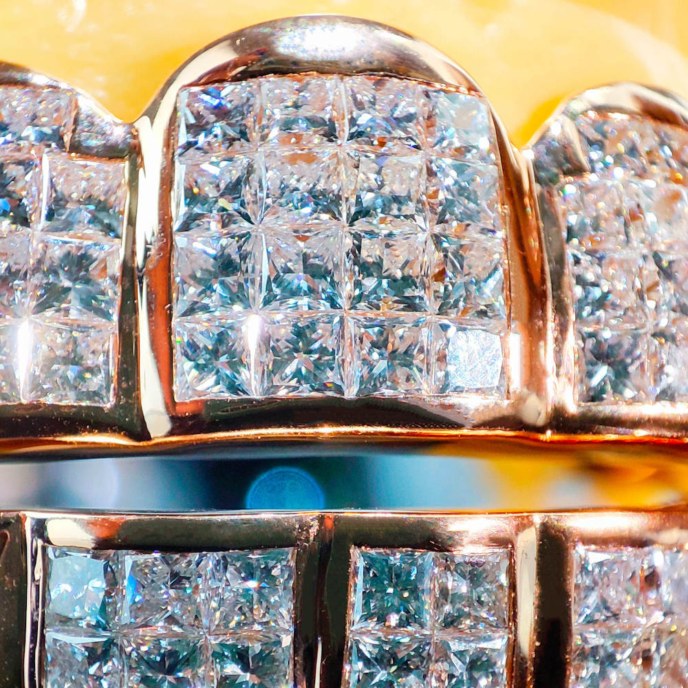 moissanite baguette diamond grillz close