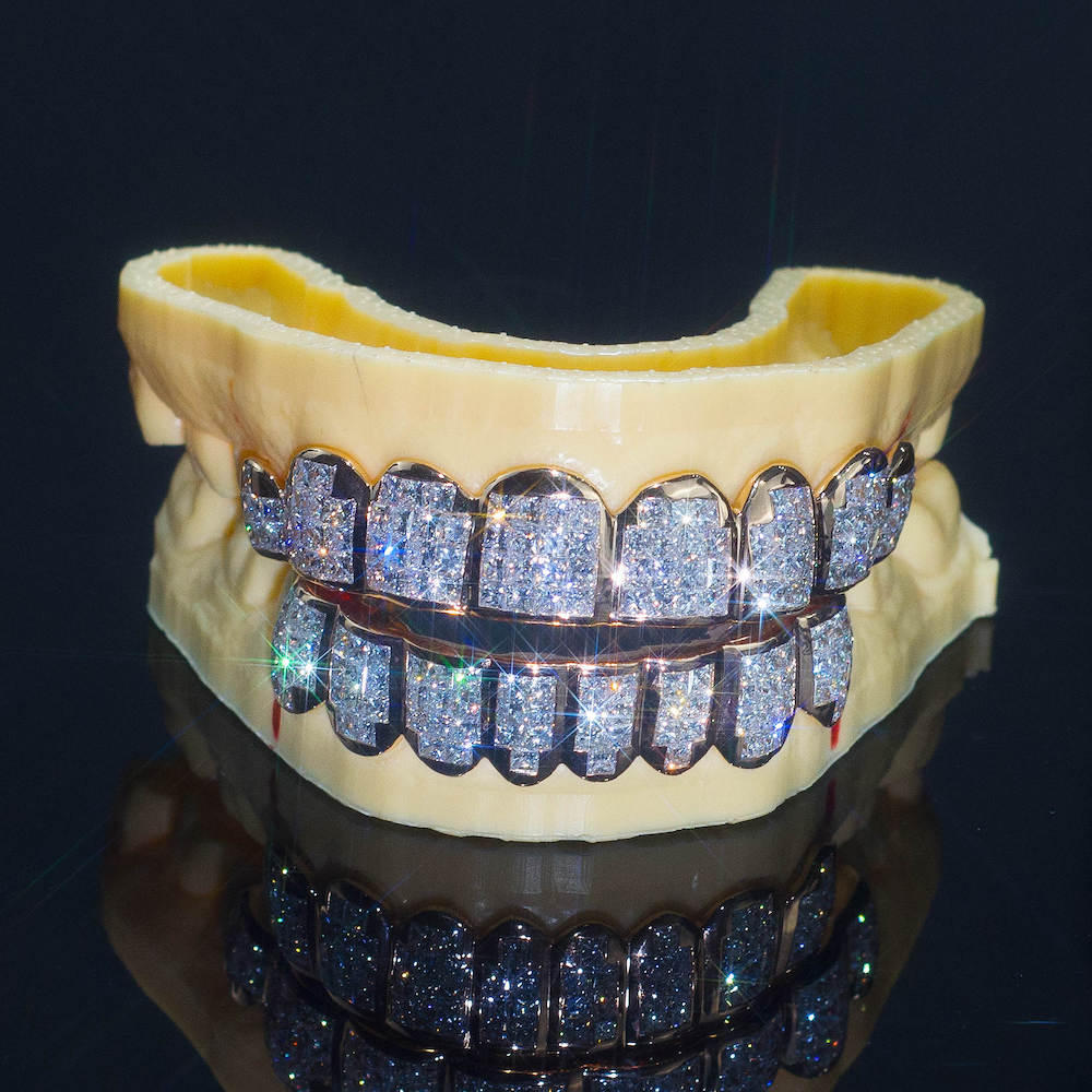 moissanite baguette diamond grillz front