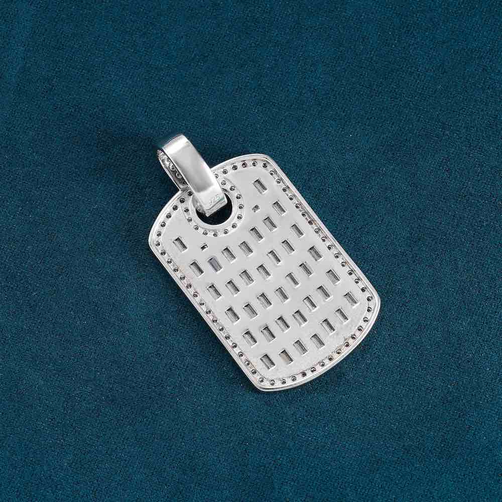 moissanite baguette dog tag pendant back