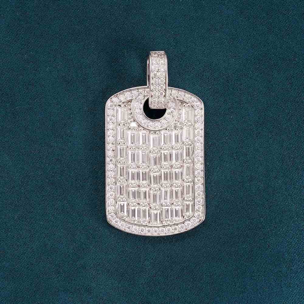 moissanite baguette dog tag pendant