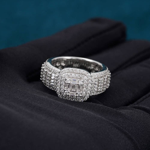 moissanite baguette eternity ring 14k hand