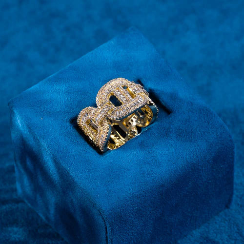 moissanite baguette mariner link ring diamond