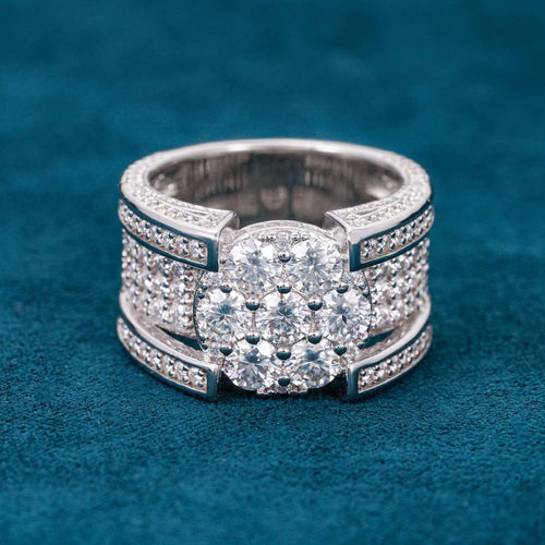 Moissanite Band Ring 14k Gold 4mm Diamonds front