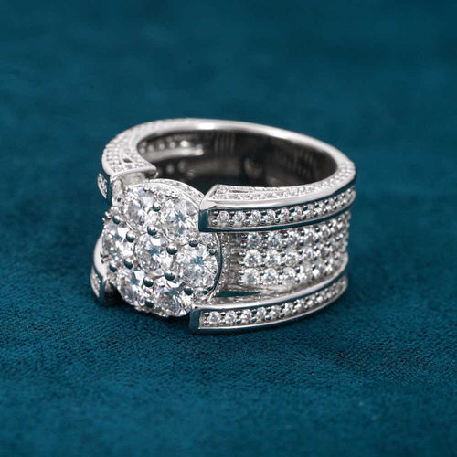 Moissanite Band Ring 14k Gold 4mm Diamonds side