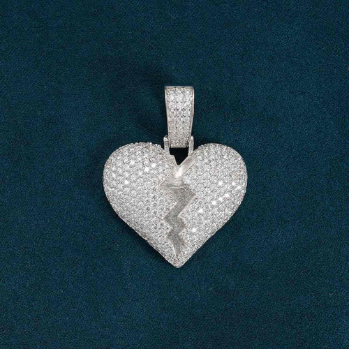 moissanite broken heart pendant